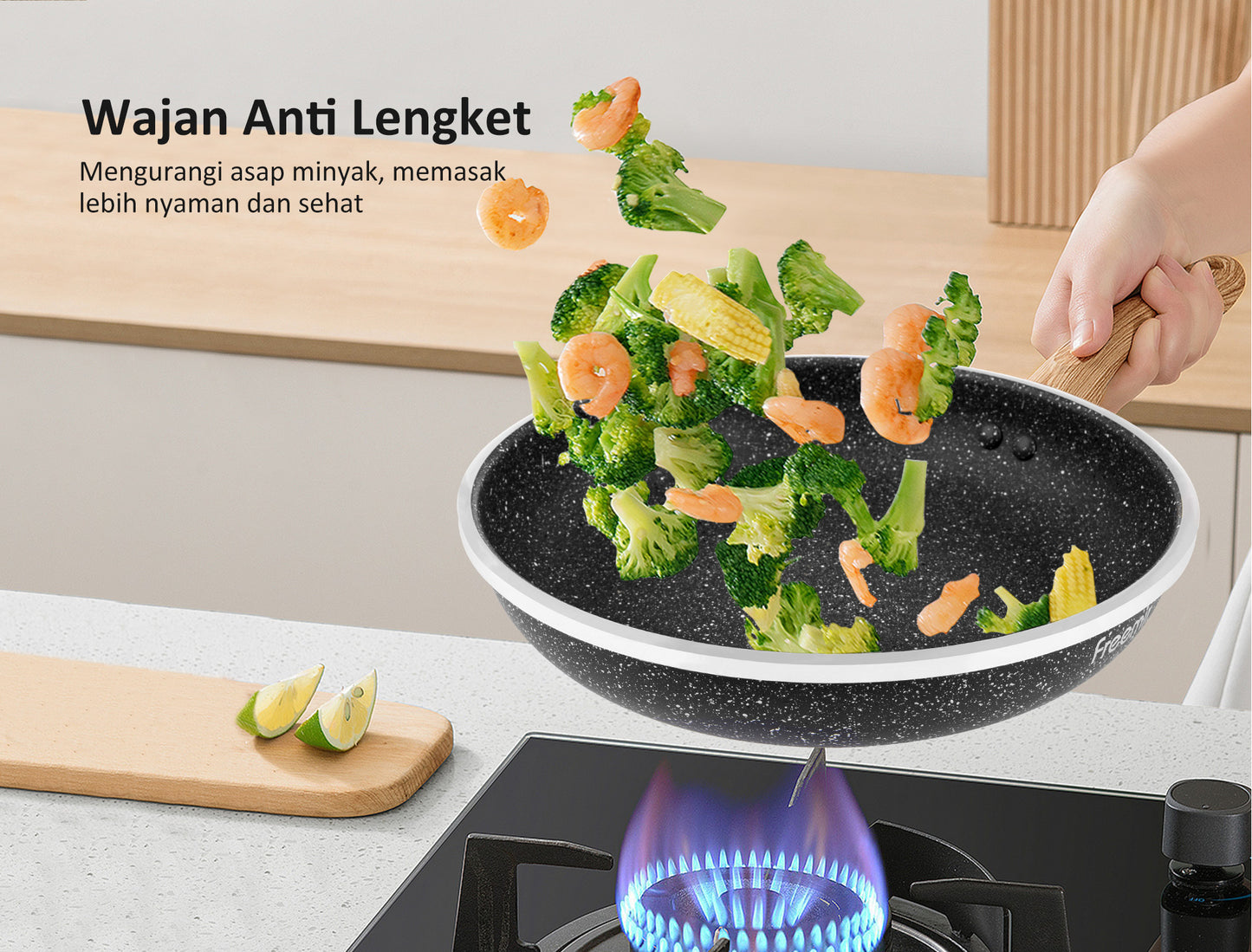 Freemir Wajan Penggorengan 24 CM Single Bottom dari Aluminium Alloy