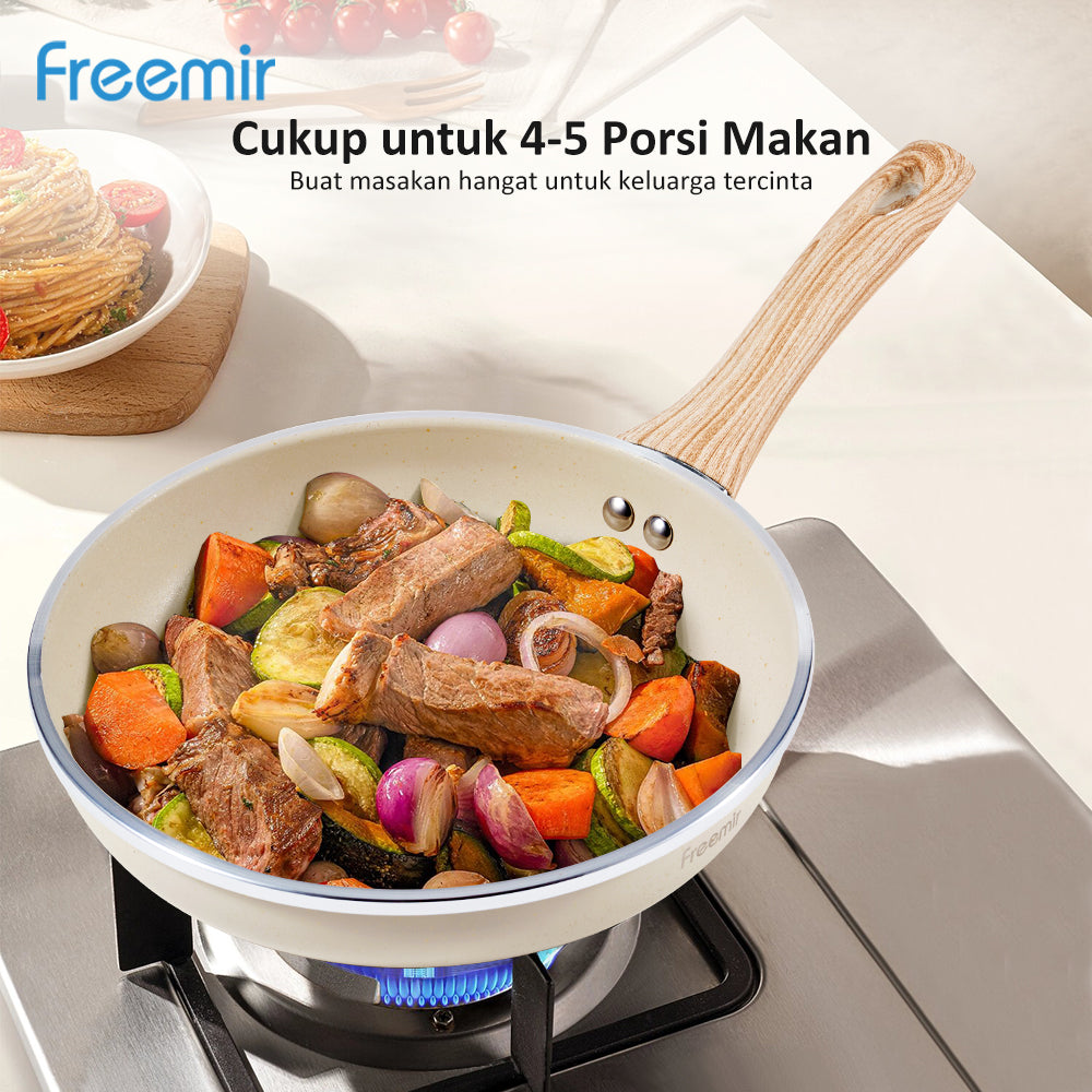 Freemir 24 CM Single Bottom Non-Stick Frying Pan in Beige