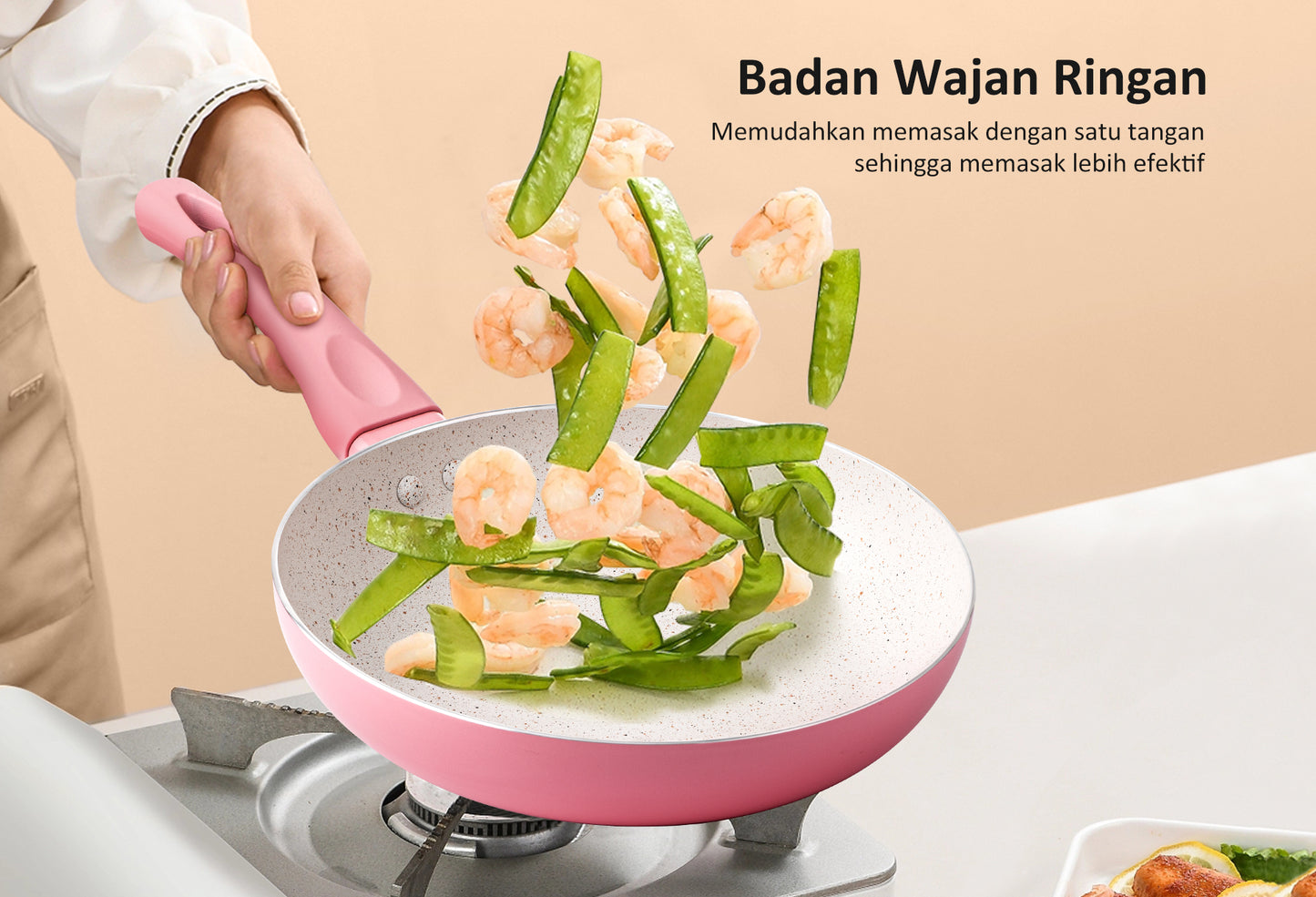 freemir Set Wajan dan Panci 20/18 CM Anti Lengket - Pink