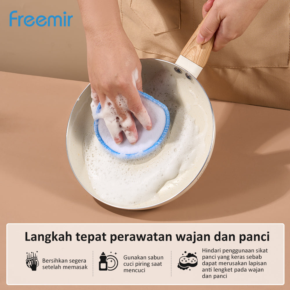 freemir 2 sets of Frying Pans and Pots with Glass Lids 20/18 CM