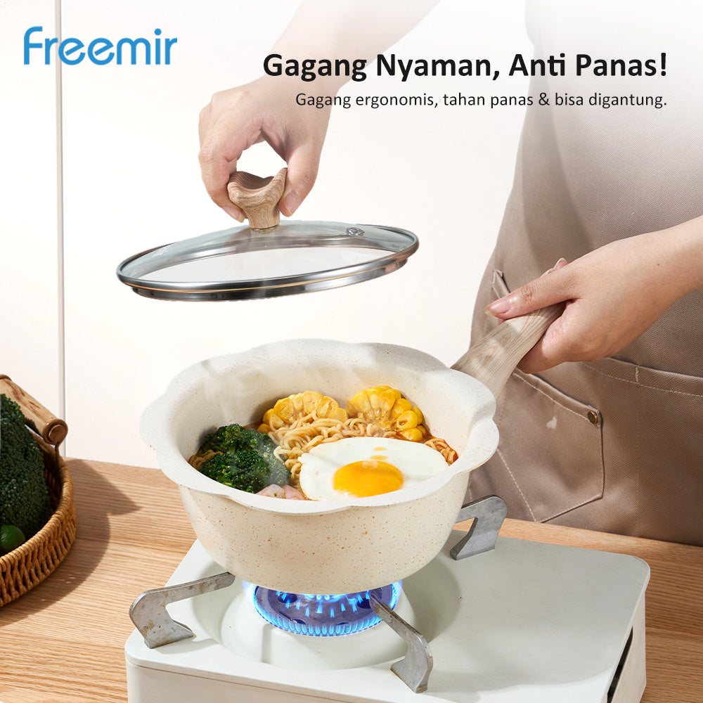 Freemir Panci Susu Anti Lengket 20cm Single Bottom dengan Tutup Kaca