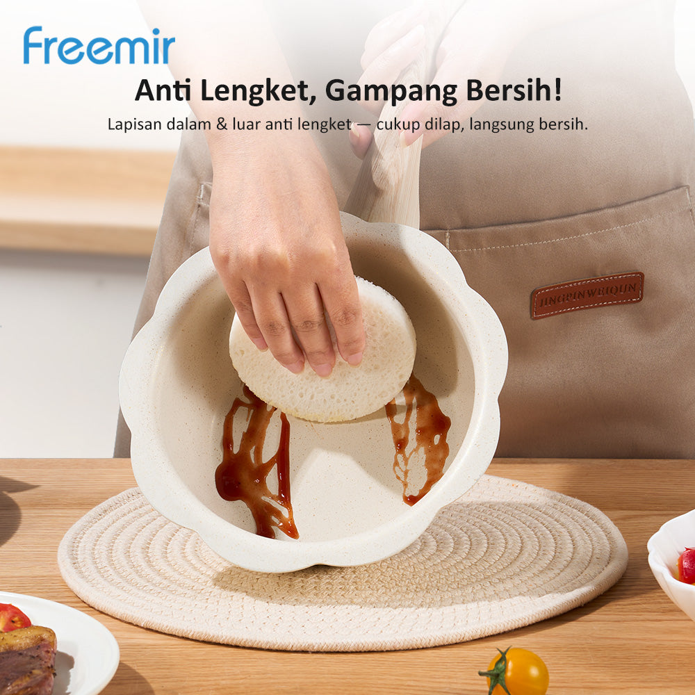 Freemir Panci Susu Anti Lengket 20cm Single Bottom dengan Tutup Kaca