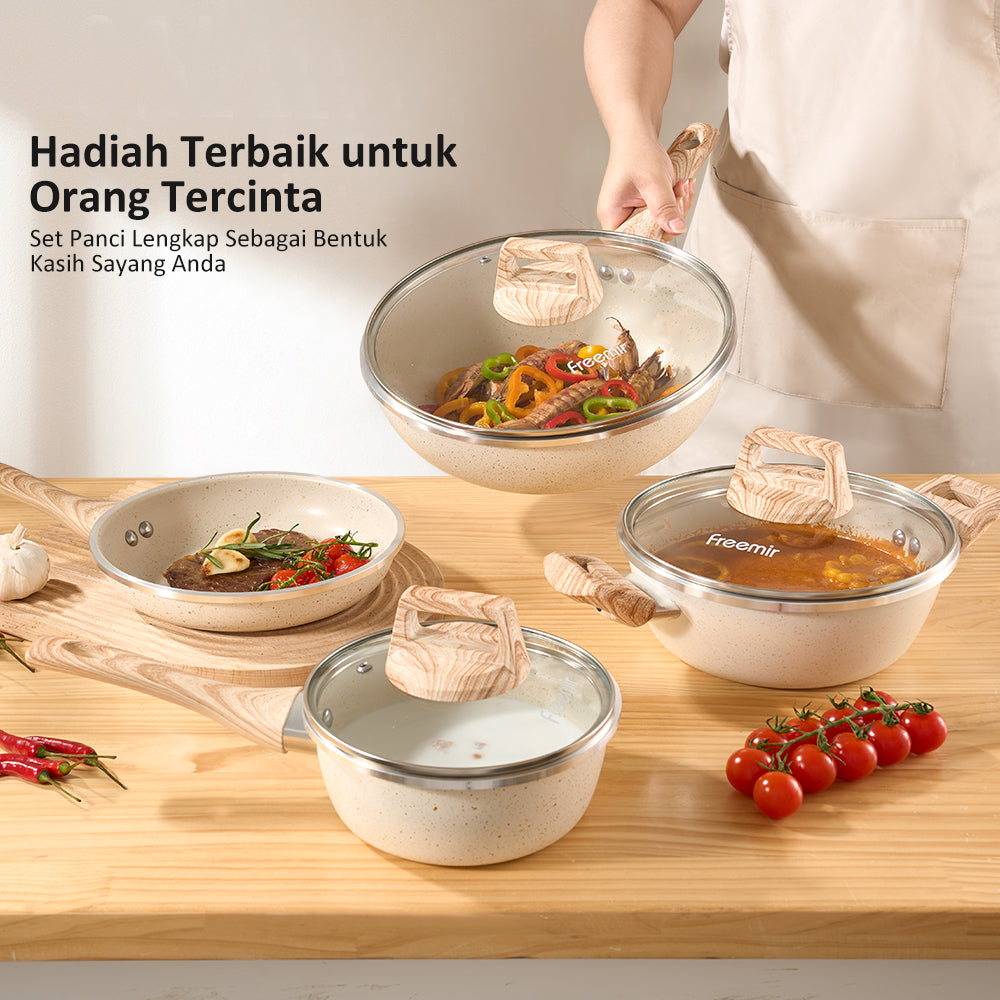 Freemir Set Alat Masak Anti Lengket 4 Pcs Single Bottom