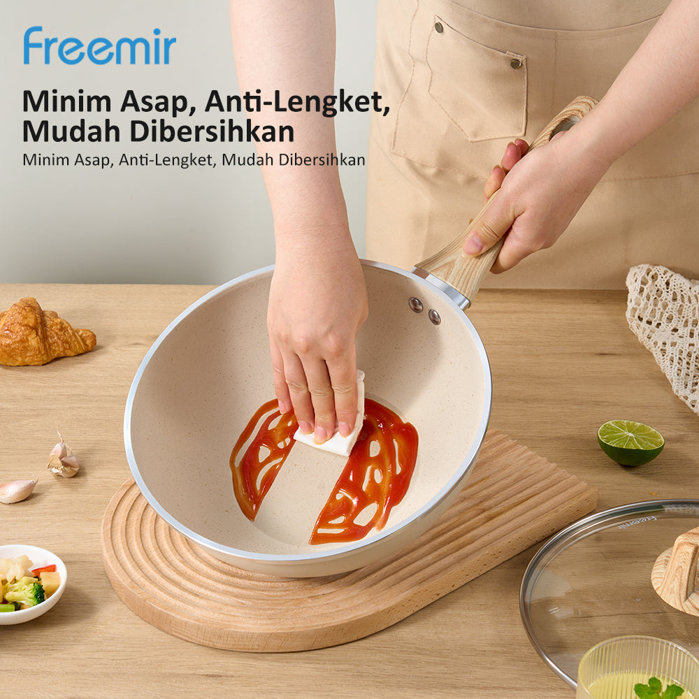 freemir 24 CM Single Bottom Non-Stick Frying Pan with Lid