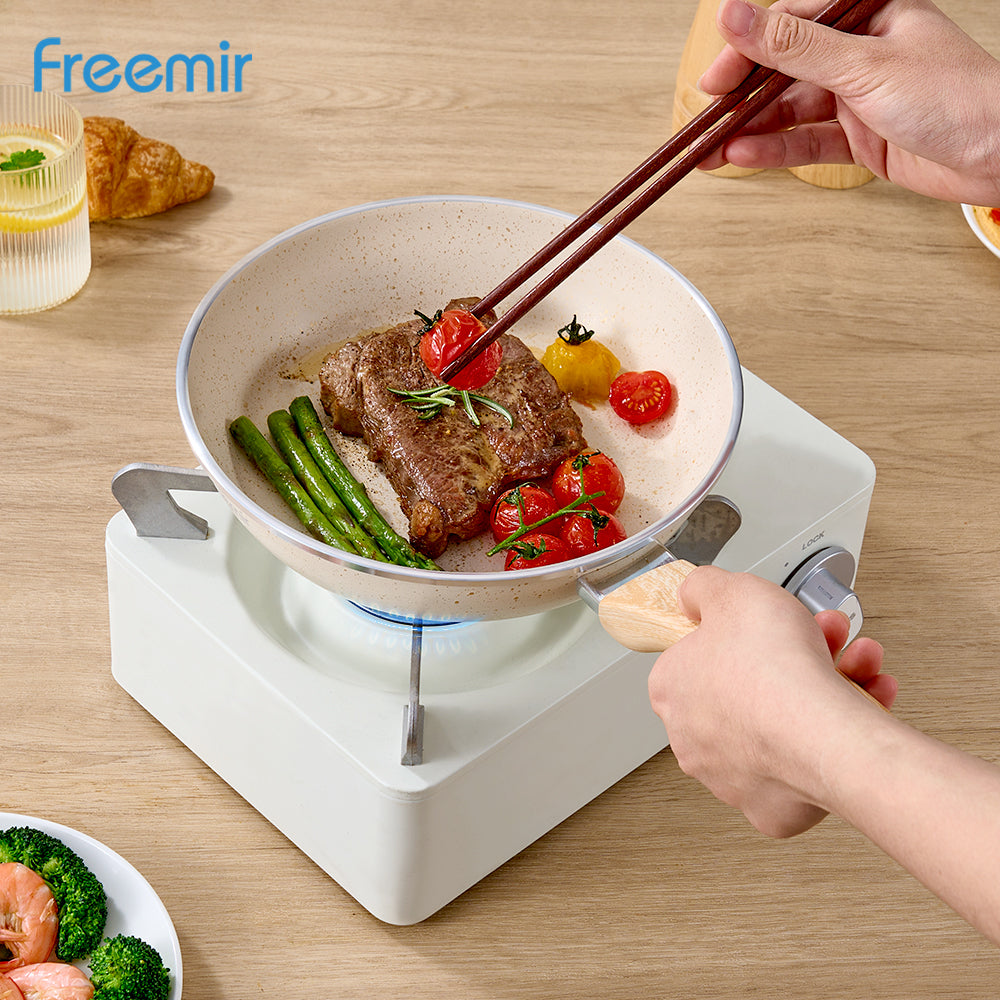 (DEFECT PACKAGE) freemir Wajan Frypan Beige 20 cm Bahan Lapisan Granit Anti Lengket Peralatan Dapur Berkualitas Aesthetic