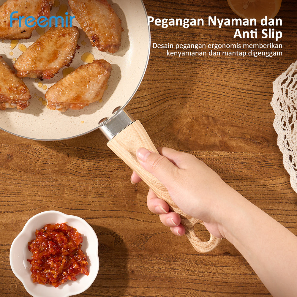 freemir Panci Penggorengan Single Bottom 20 CM dengan Gagang Kayu
