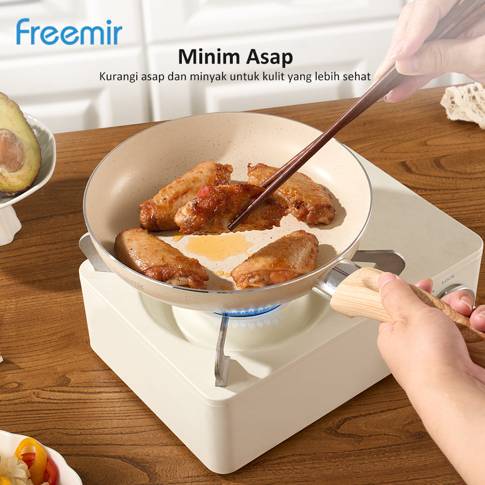 freemir Panci Penggorengan Single Bottom 20 CM dengan Gagang Kayu