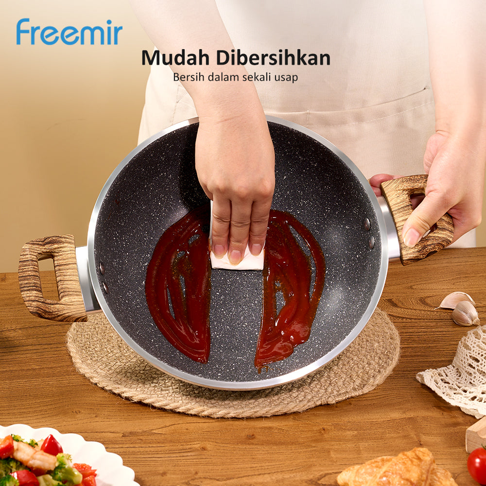 Freemir Panci Dua Pegangan Single Bottom Anti Lengket 24 CM