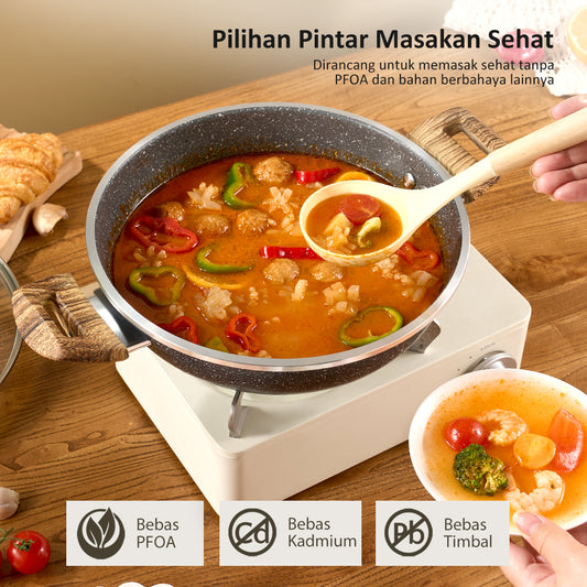 Freemir Panci Dua Pegangan Single Bottom Anti Lengket 24 CM