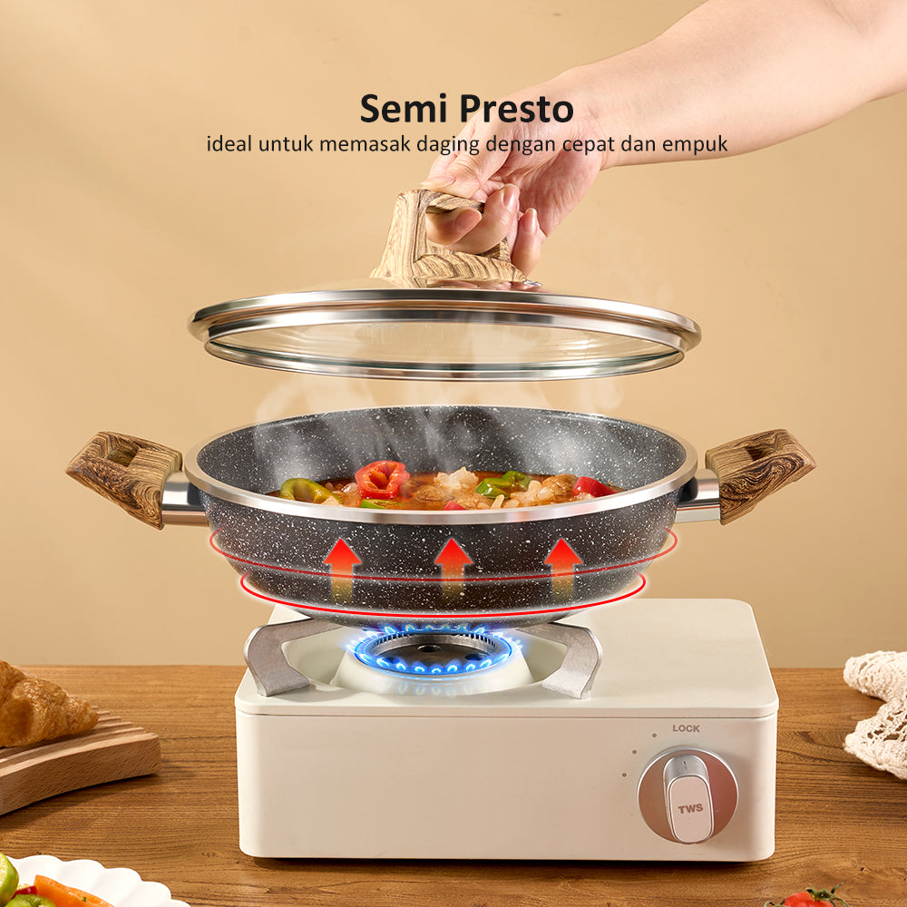 Freemir Panci Dua Pegangan Single Bottom Anti Lengket 24 CM