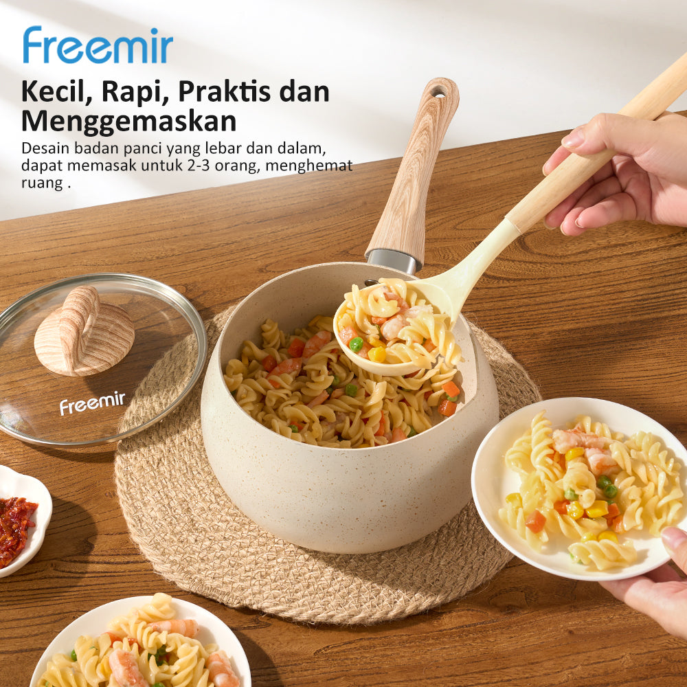 Freemir Panci Susu 16 CM Double Bottom Anti Lengket dengan Tutup