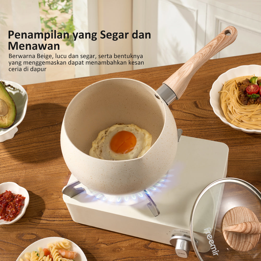 Freemir Panci Susu 16 CM Double Bottom Anti Lengket dengan Tutup