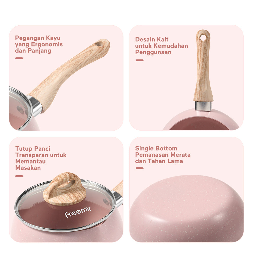 freemir Panci Susu Anti Lengket 16 CM Single Bottom dengan Tutup Kaca