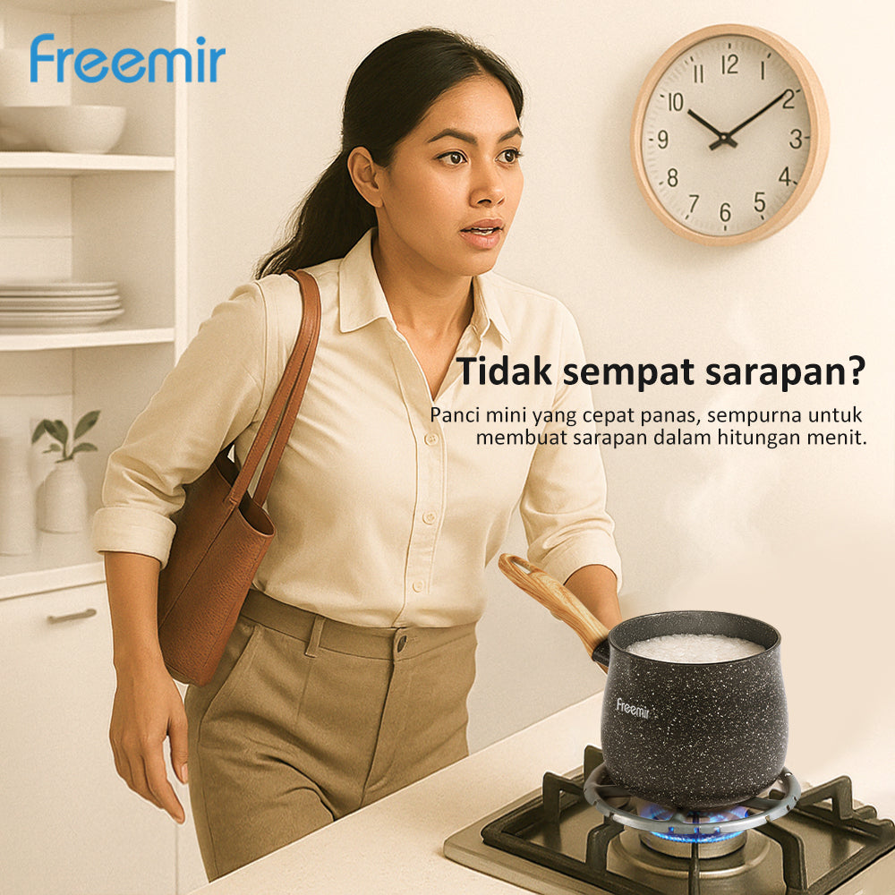 Freemir Panci Susu Anti Lengket Single Bottom 1.2L dan Dudukan Kompor Gas