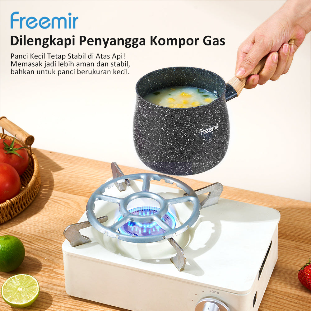 Freemir Panci Susu Anti Lengket Single Bottom 1.2L dan Dudukan Kompor Gas