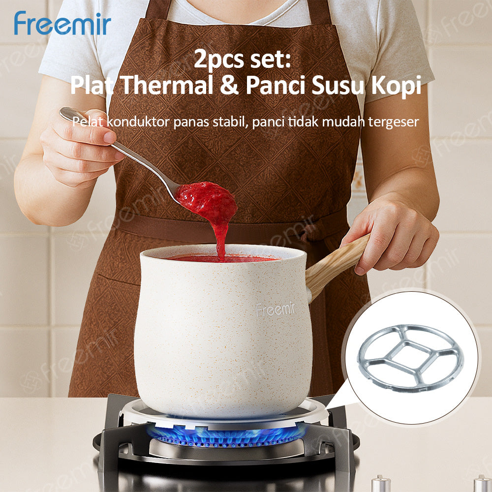 freemir Panci Susu Kopi Anti Lengket 12 CM Single Bottom dan Dudukan Kompor Gas