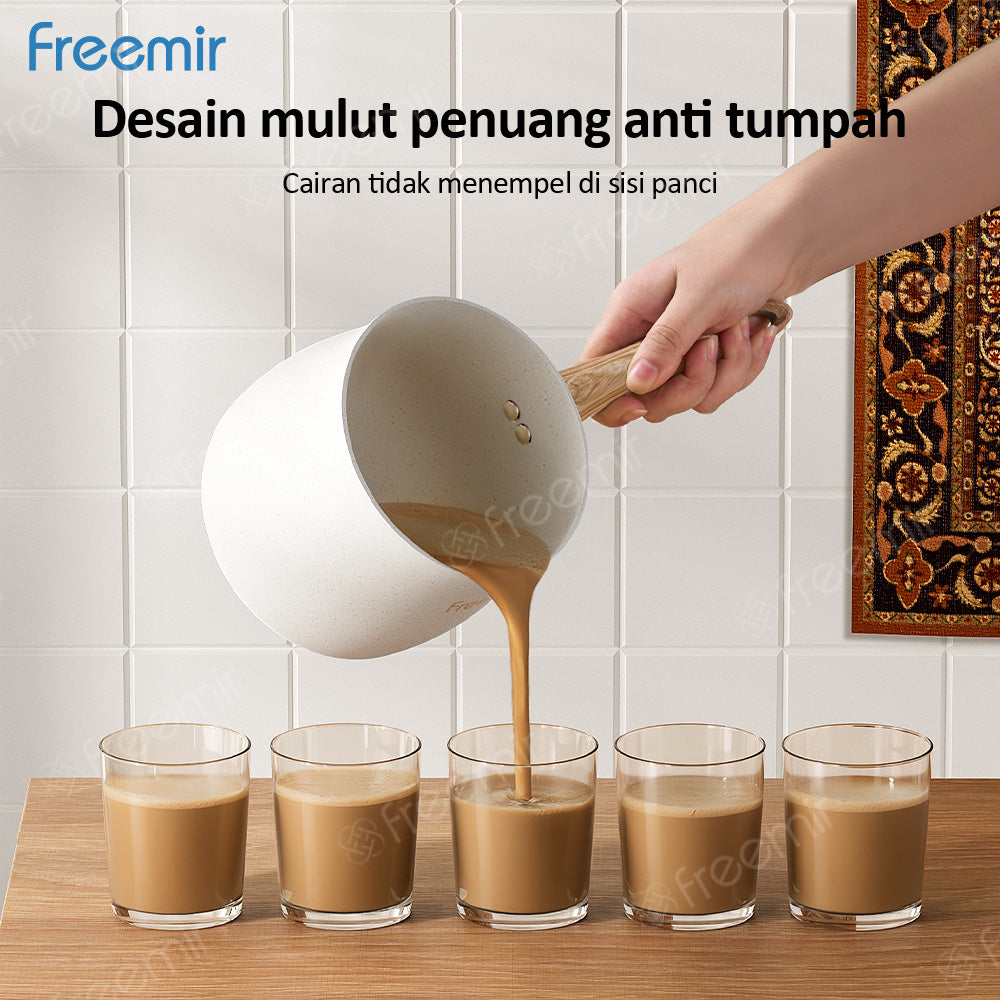freemir Panci Susu Kopi Anti Lengket 12 CM Single Bottom dan Dudukan Kompor Gas