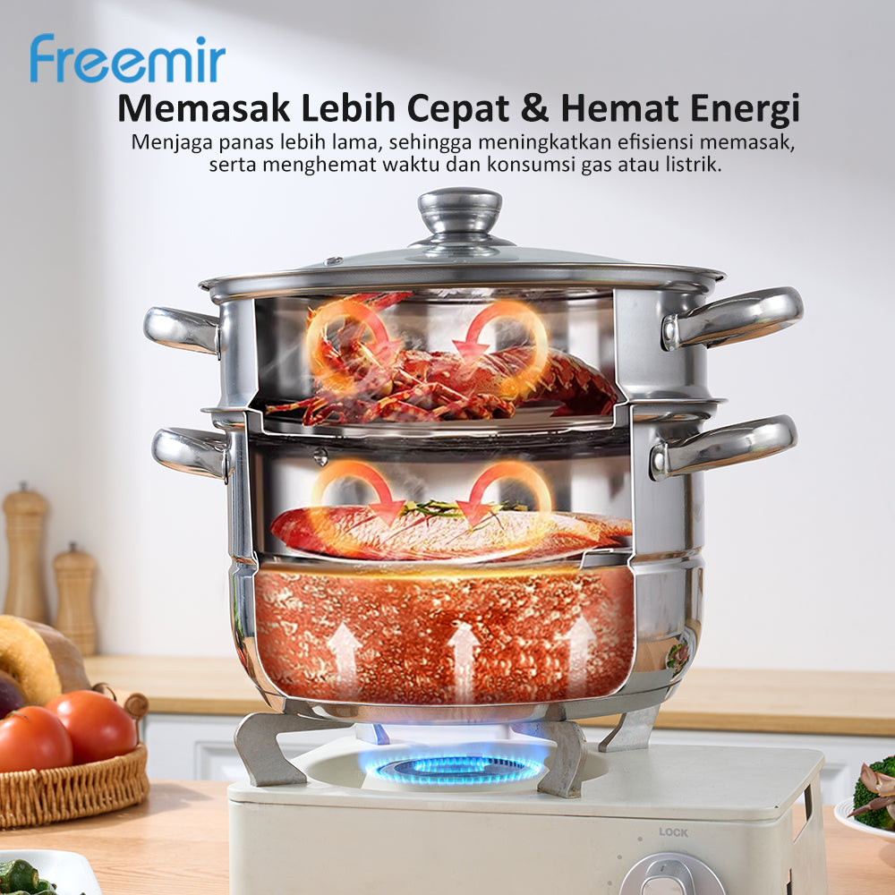 freemir Wajan Kukus 5L Dua Tingkat 26 CM Double Bottom