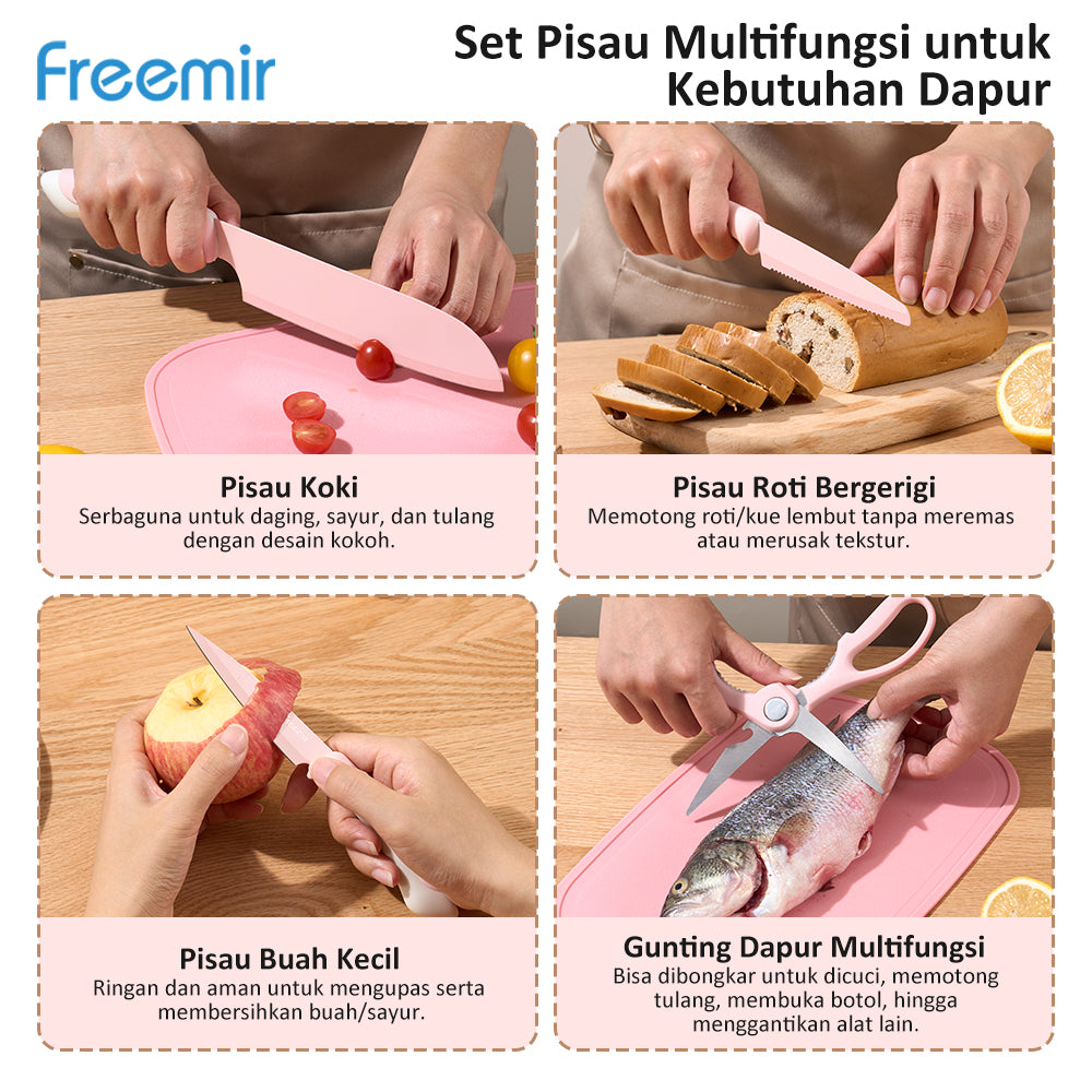 freemir 4 Pcs Pisau - Pink