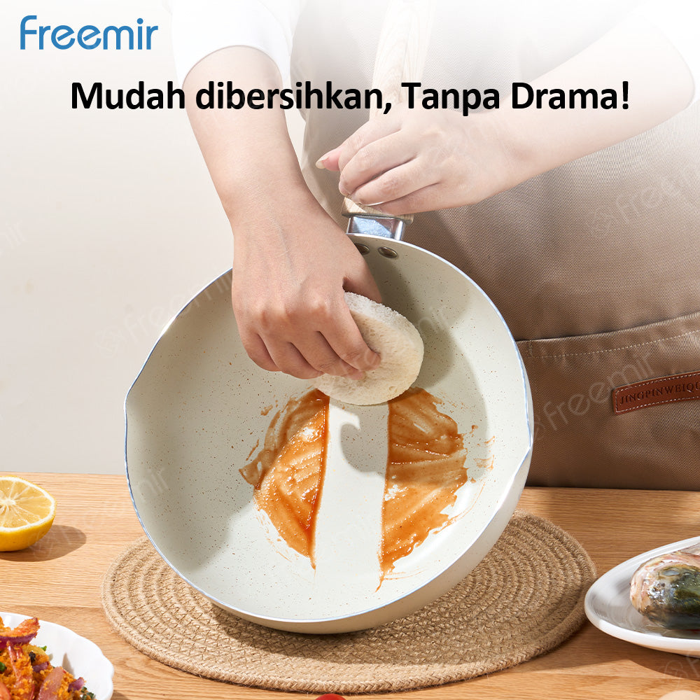 freemir Wok Pan Antilengket 24 CM dengan Dua Corong Tuang