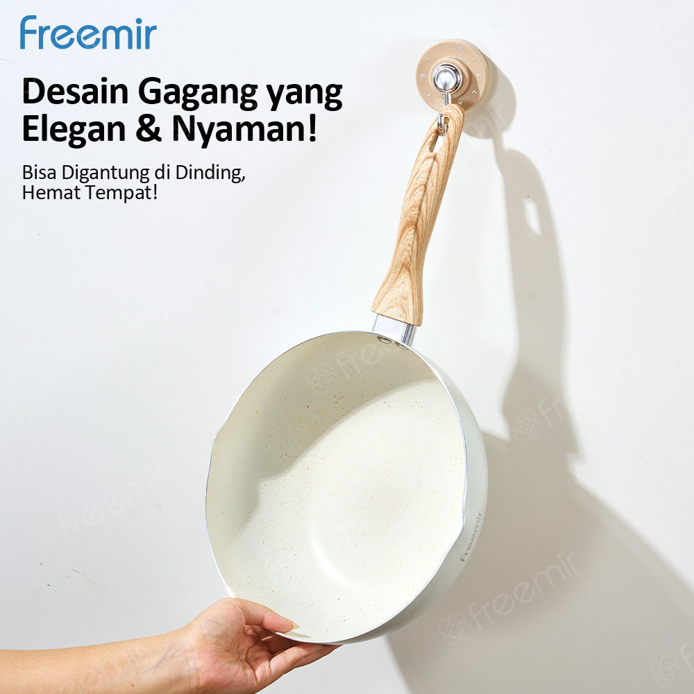 freemir Wok Pan Antilengket 24 CM dengan Dua Corong Tuang