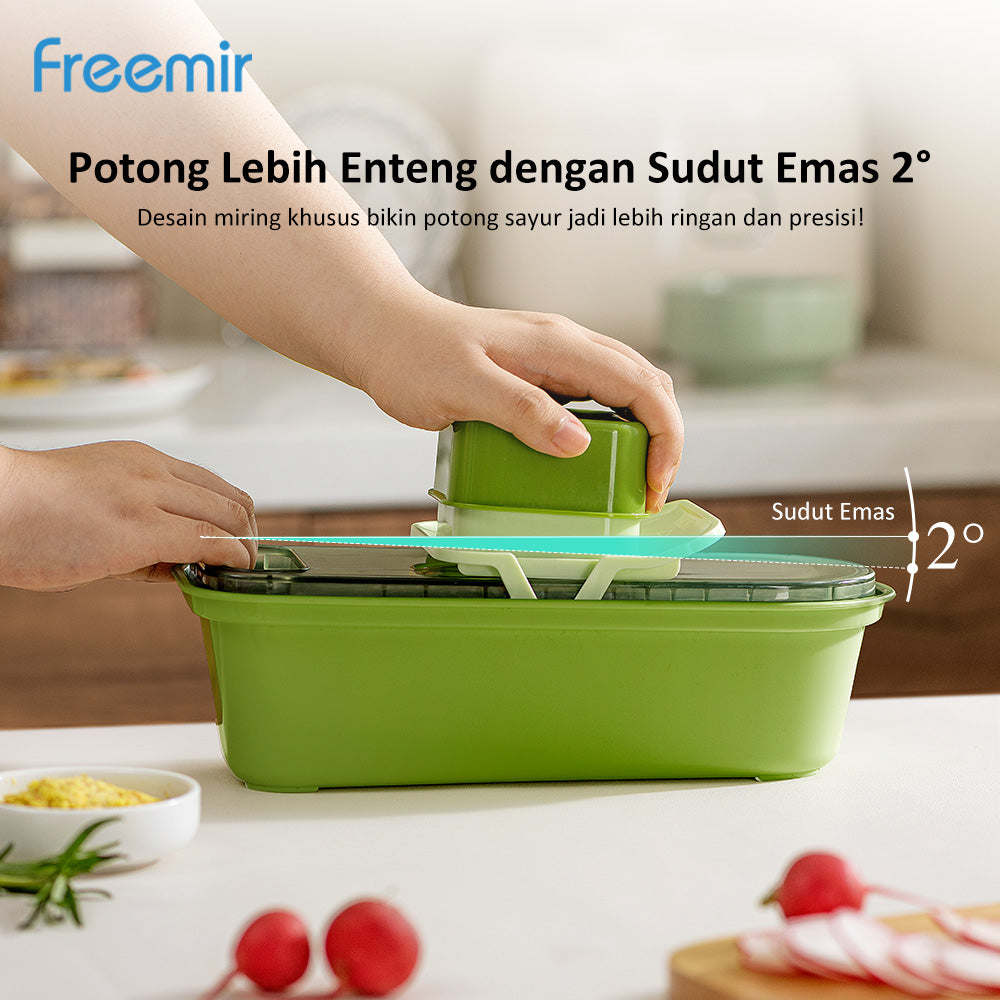 Freemir Vegetable Cutter – 6 Pisau & 3 Keranjang