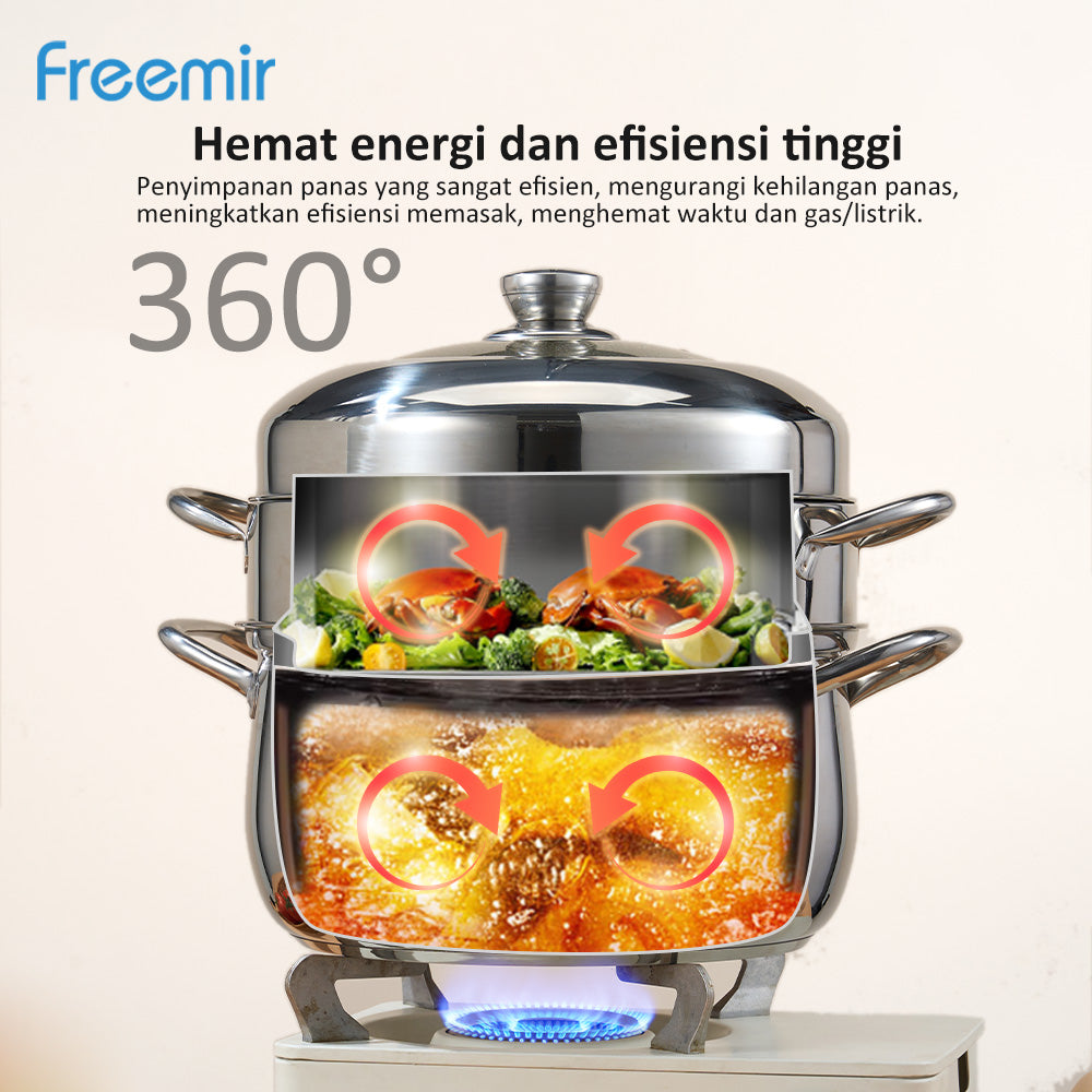 Freemir  Panci Susun Kukus Nasi 25 CM Single Bottom dan Steamer
