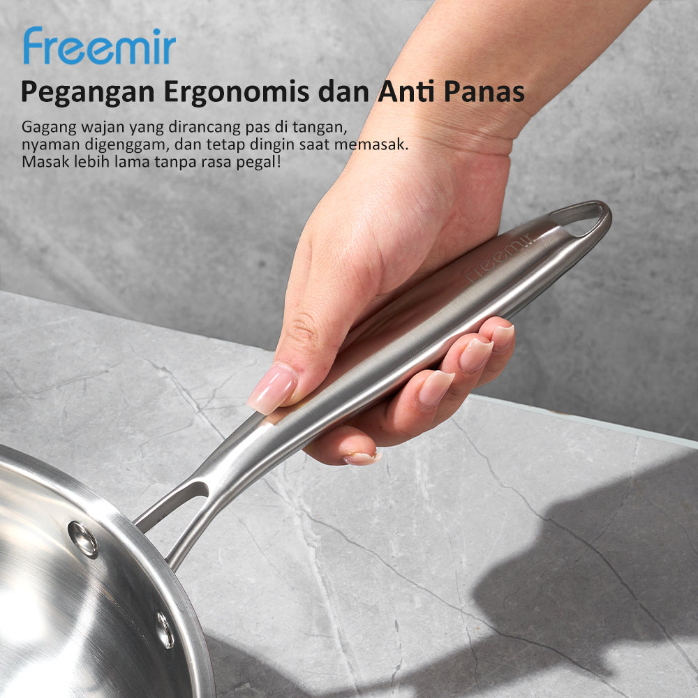 Freemir Stainless Steel Frying Pan 28 CM Double Bottom
