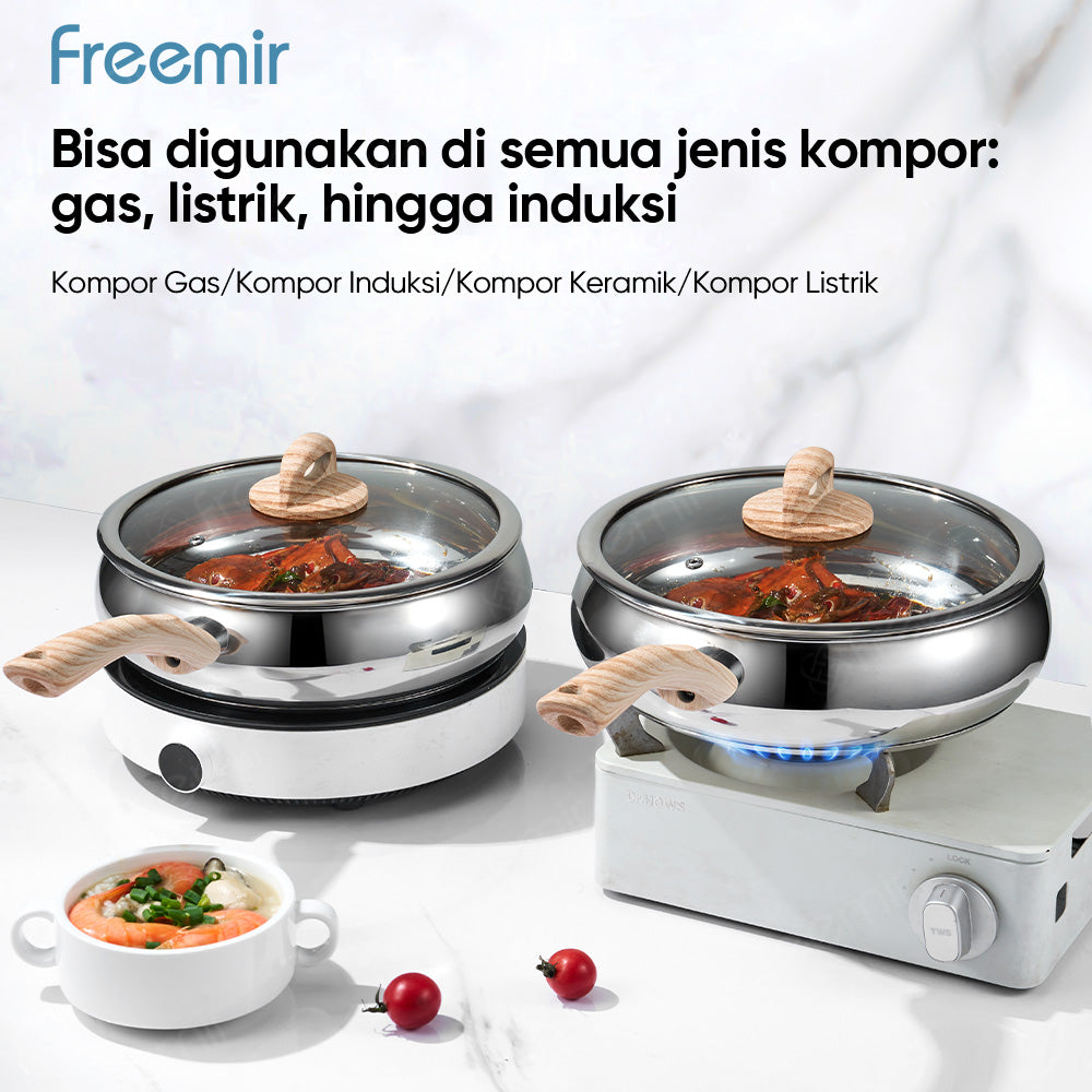 freemir Gemoy 24 CM Double Bottom Pan with Glass Lid