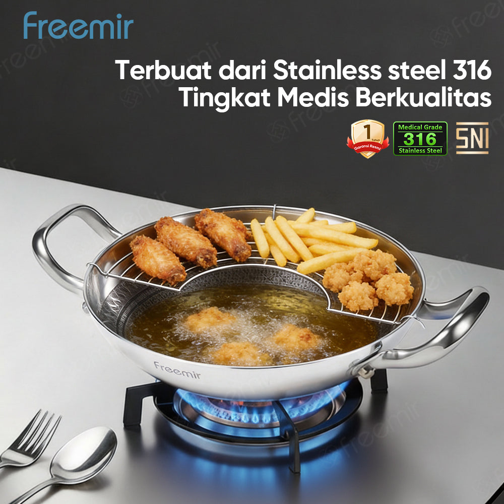 freemir Nusantara Series Wajan Stainless Steel 316 24cm Honeycomb Anti Lengket