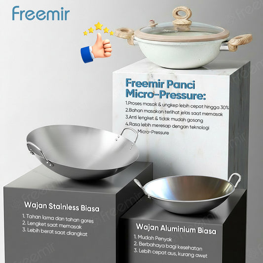 freemir Wajan & Saucepan Nasional Anti Lengket 2in1 dengan Dual Handle - Beige