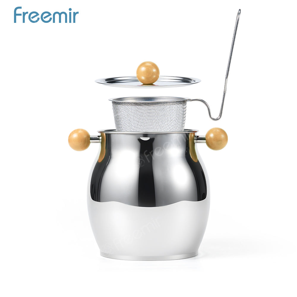freemir Deep Fryer Stainless Steel & Wadah Penyimpanan Minyak Multifungsi - Set dengan Saringan Minyak (Skimmer Spoon)