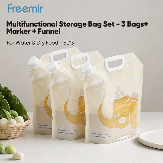 freemir Storage Bag Serbaguna 5L isi 3 - Hemat Tempat & Anti Bocor (Bonus Marker & Corong)