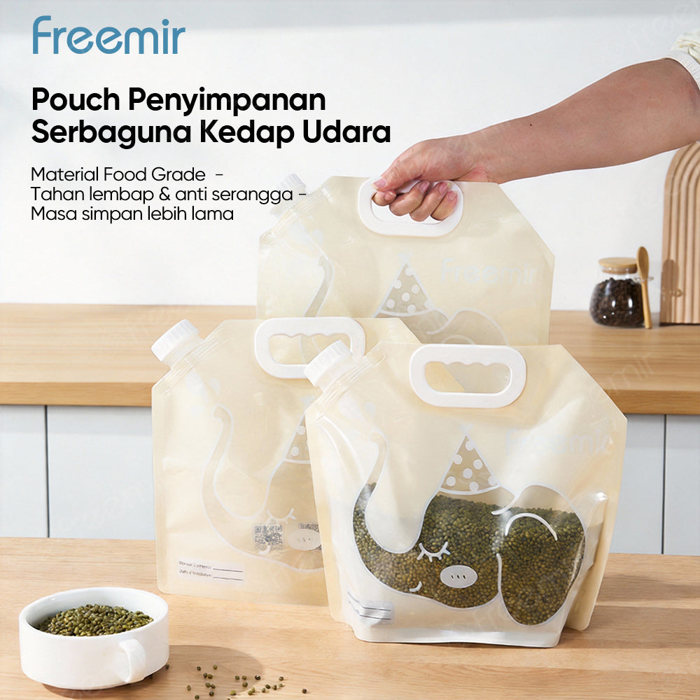 freemir Storage Bag Anti Bocor 2.5L isi 3 Beige - Bonus Corong & Spidol Whiteboard