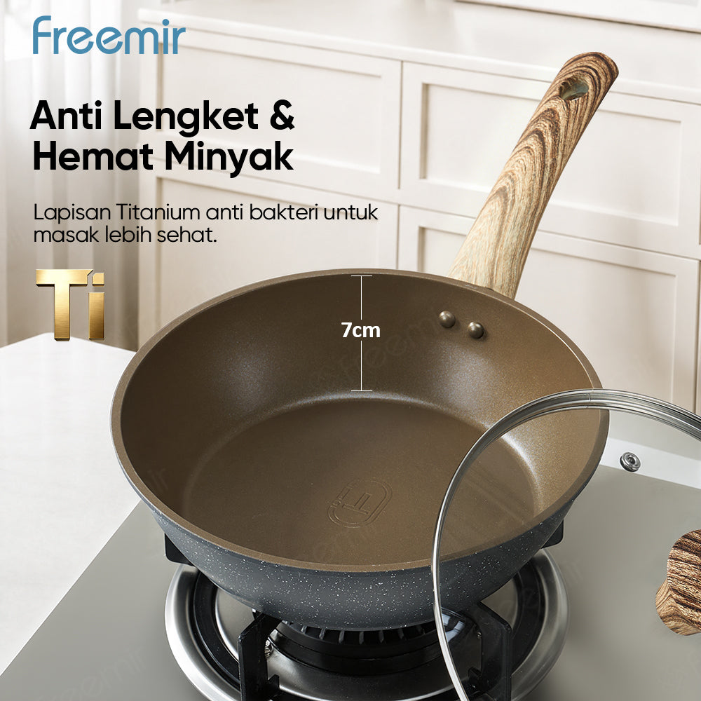 freemir Wajan Anti Lengket 24cm Titanium Blue Diamond - Hitam