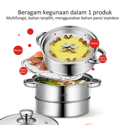 freemir 26 CM Single Bottom Double Steamer with Lid