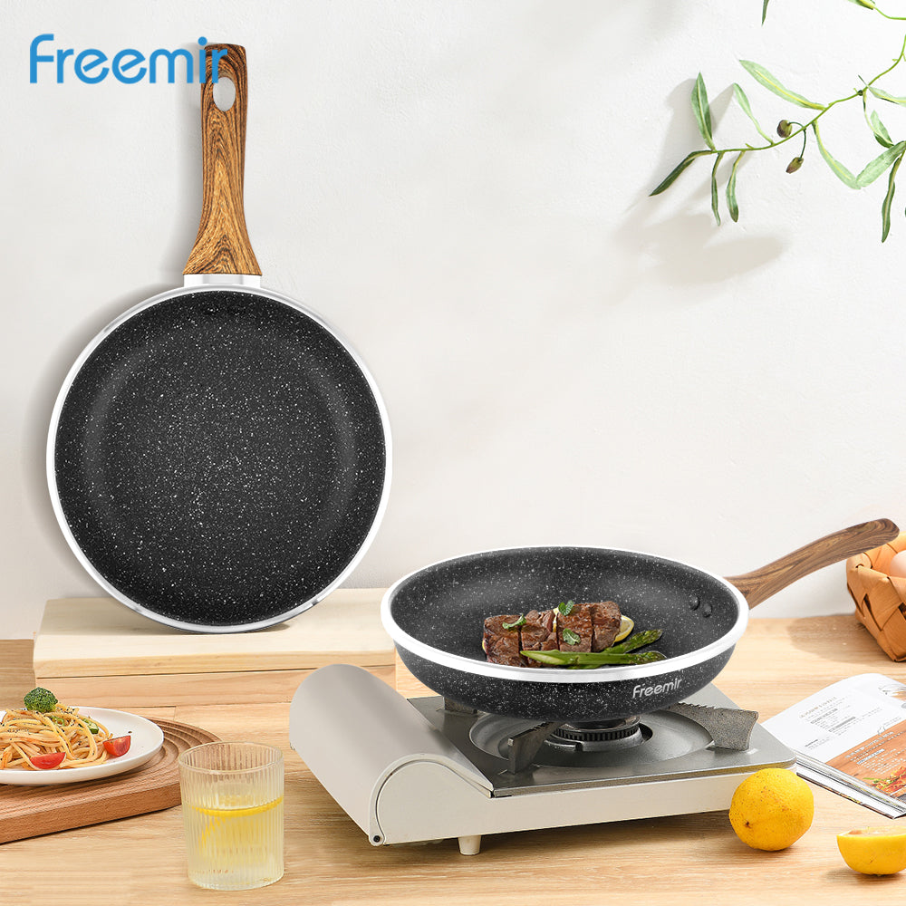 (DEFECT PACKAGE) freemir Wajan 24cm Anti Lengket Serbaguna Best Coating Granit BPA dan PFOA free Kitchenware Peralatan Dapur Minimalis Gagang Kayu