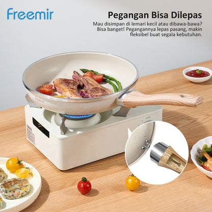 Freemir 24 CM Single Bottom Non-Stick Frying Pan in Beige