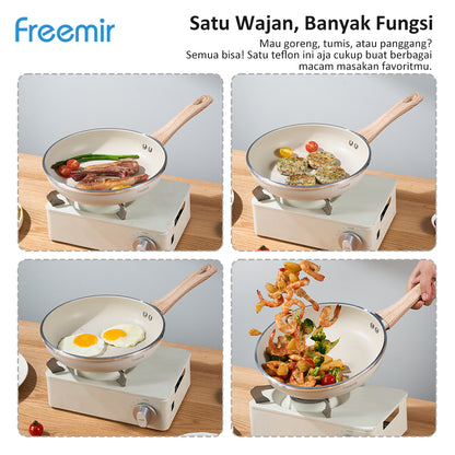 Freemir 24 CM Single Bottom Non-Stick Frying Pan in Beige