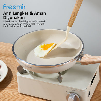 Freemir 24 CM Single Bottom Non-Stick Frying Pan in Beige