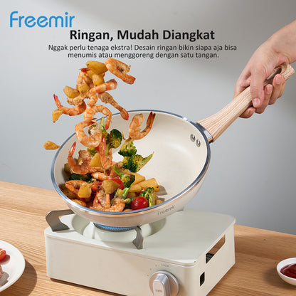 Freemir 24 CM Single Bottom Non-Stick Frying Pan in Beige