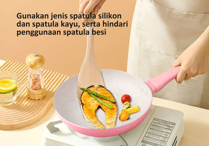 Freemir 20/18 CM Non-Stick Pan and Frying Pan Set - Pink