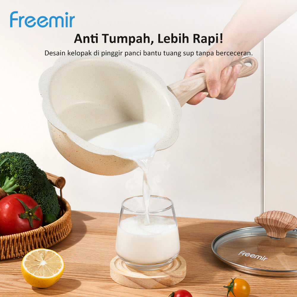 Freemir Panci Susu Anti Lengket 20cm Single Bottom dengan Tutup Kaca