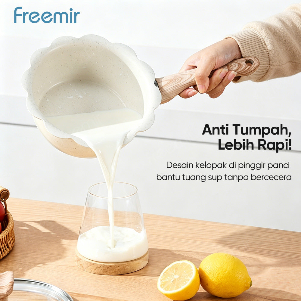 freemir Panci Susu Renda 20 CM Single Bottom dengan Tutup Kaca - Soft Beige