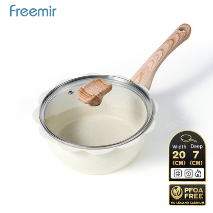 freemir Panci Susu Renda 20 CM Single Bottom dengan Tutup Kaca - Soft Beige