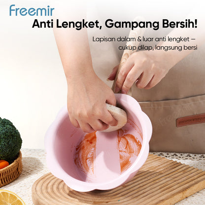 freemir Panci Susu Anti Lengket 20 CM Single Bottom dengan Tutup Kaca - Pink