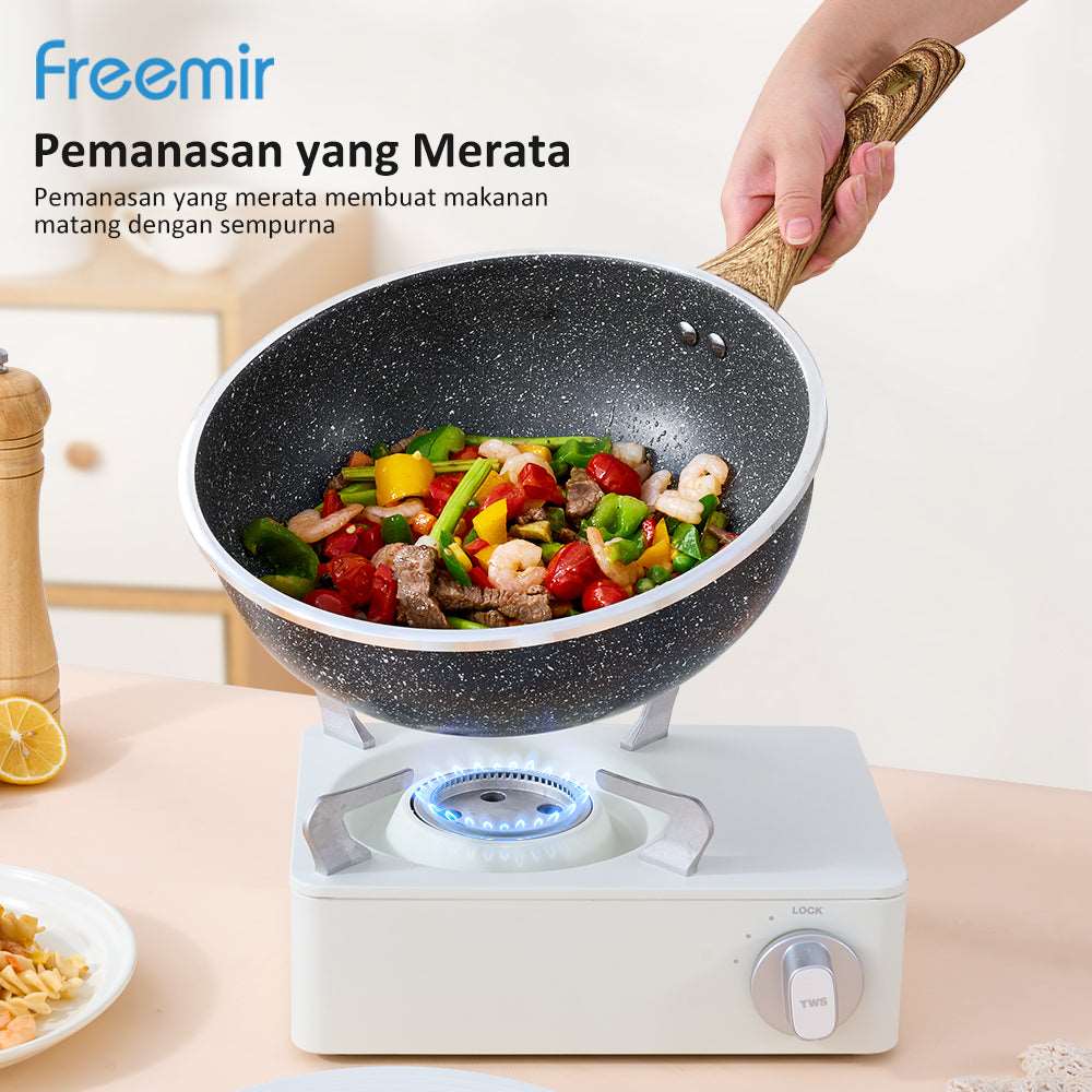 freemir Set 7 Pcs Wajan Panci 26/20/20/16 Cm Anti Lengket Marble Lapisan Granit Kombinasi Alat Masak Lengkap