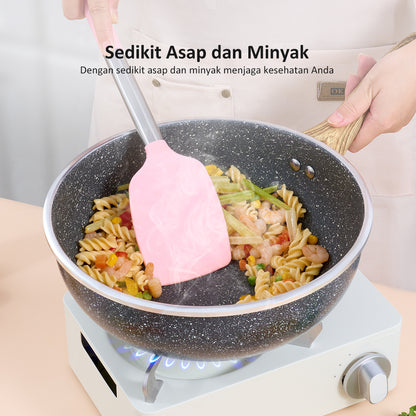 freemir Set Panci Wajan Anti Lengket 4 Pcs 26/20/20/16 CM dengan Tutup Kaca Gagang Kayu Multifungsi