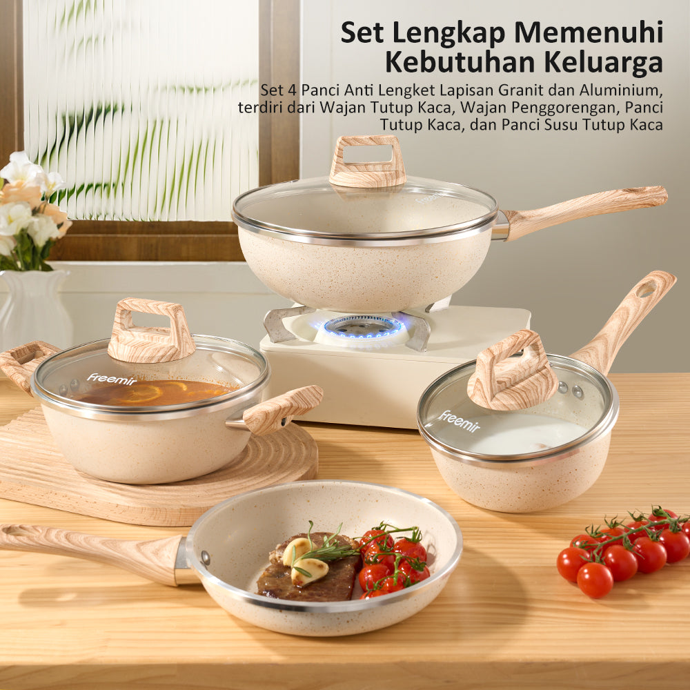 Freemir Set Alat Masak Anti Lengket 4 Pcs Single Bottom