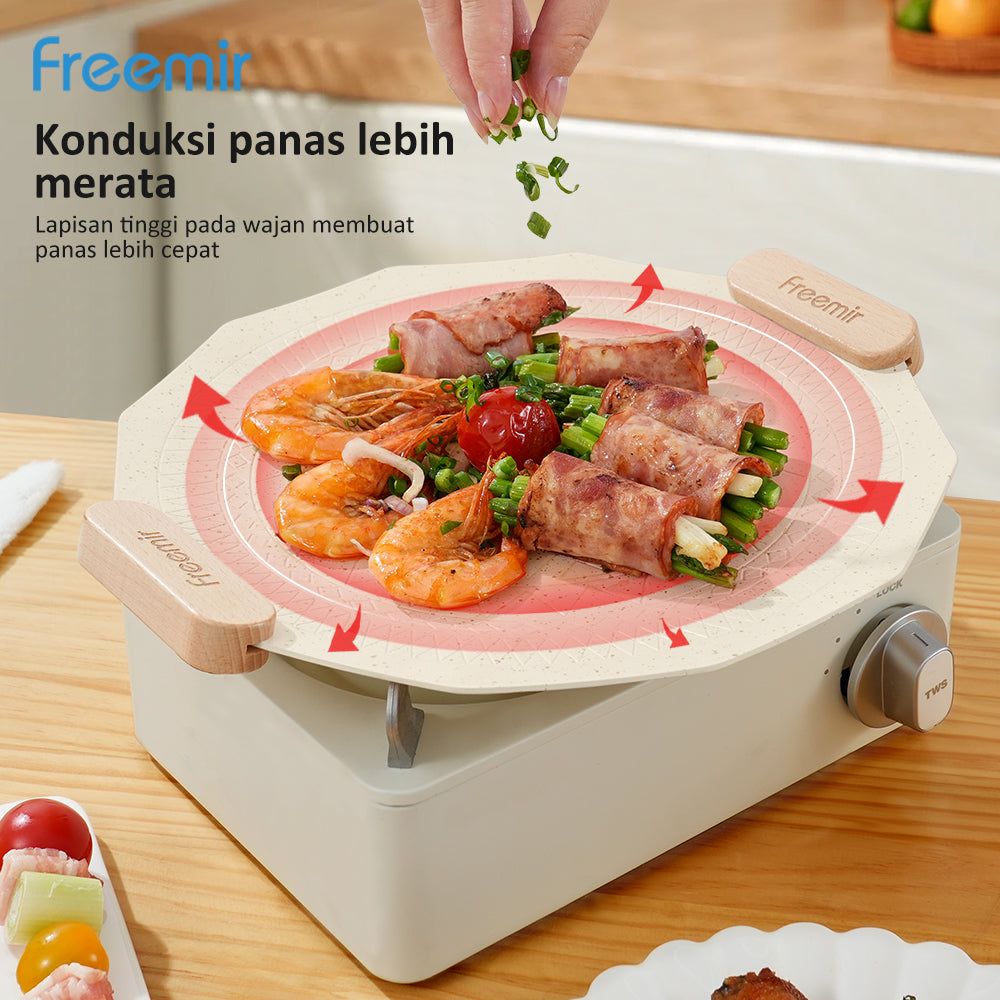 NEW freemir Grill Pan Beige Pemanggang Anti Lengket 30 cm Multifungsi Untuk BBQ/Korean BBQ Aesthetic